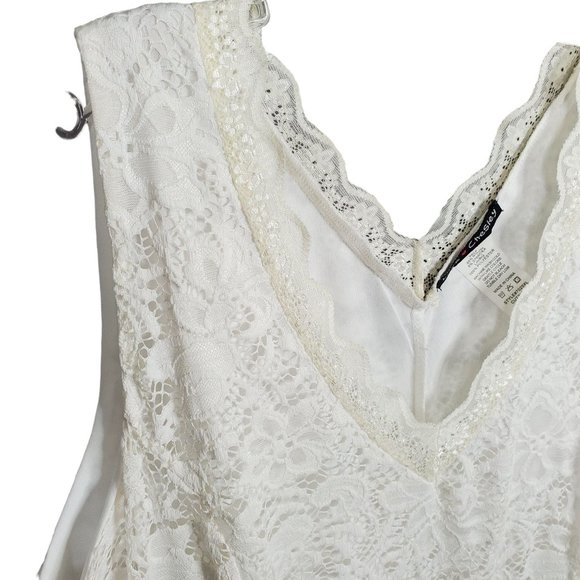Love Chesley Size 3XL Dress Lace Midi Full Hem V-neck Sleeveless Romantic White - Picture 4 of 11